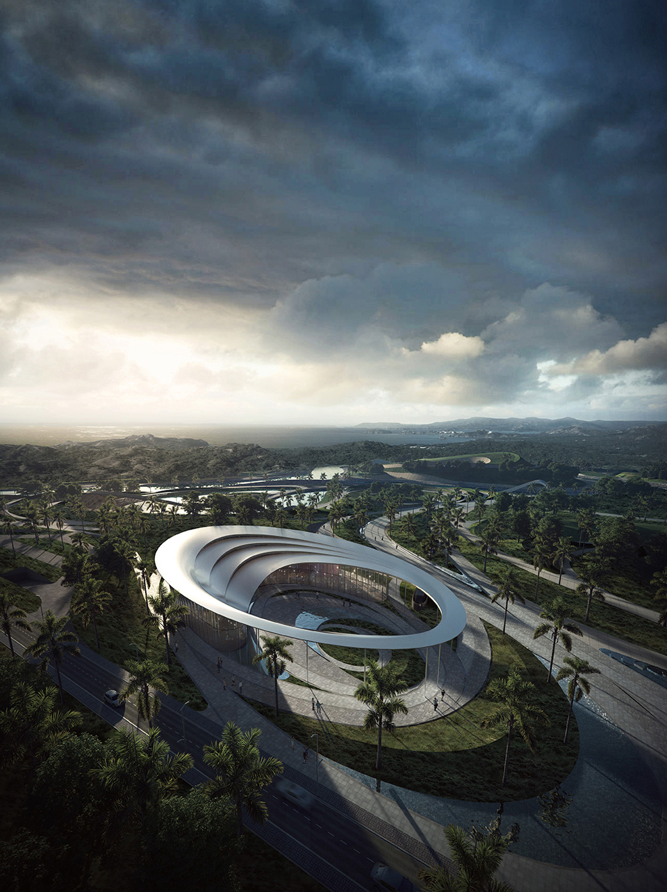 由成都慕达建筑设计事务所设计的海口游客中心效果图_Rendering of Haikou Visitor Centre designed by Chengdu MUDA architecture firm